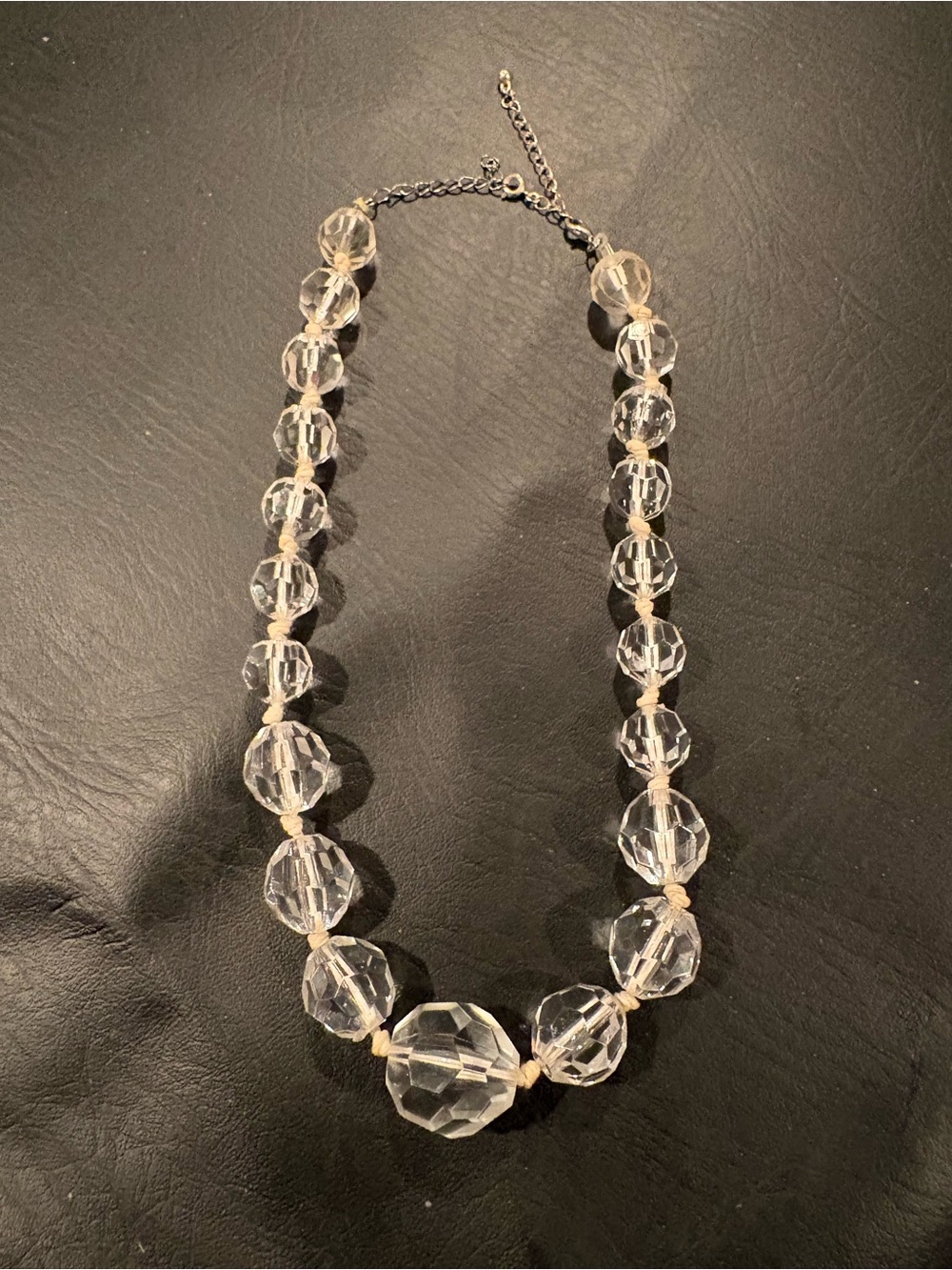 Crystal Bead Statement Necklace - Clear